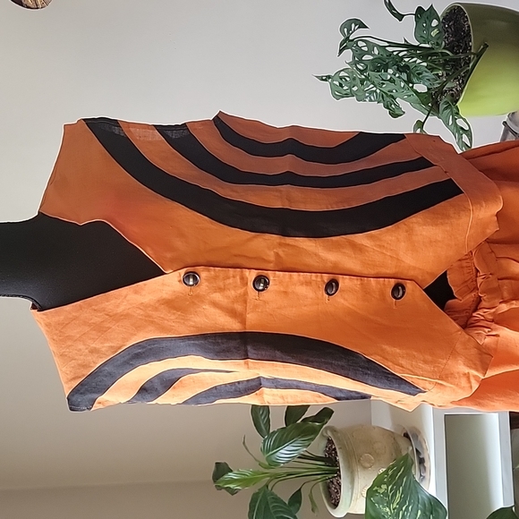 Orange & Black Linen Two Piece Shirts - Picture 2 of 7
